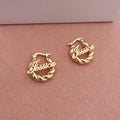 IL - Special Gold Loop Engraved Earrings