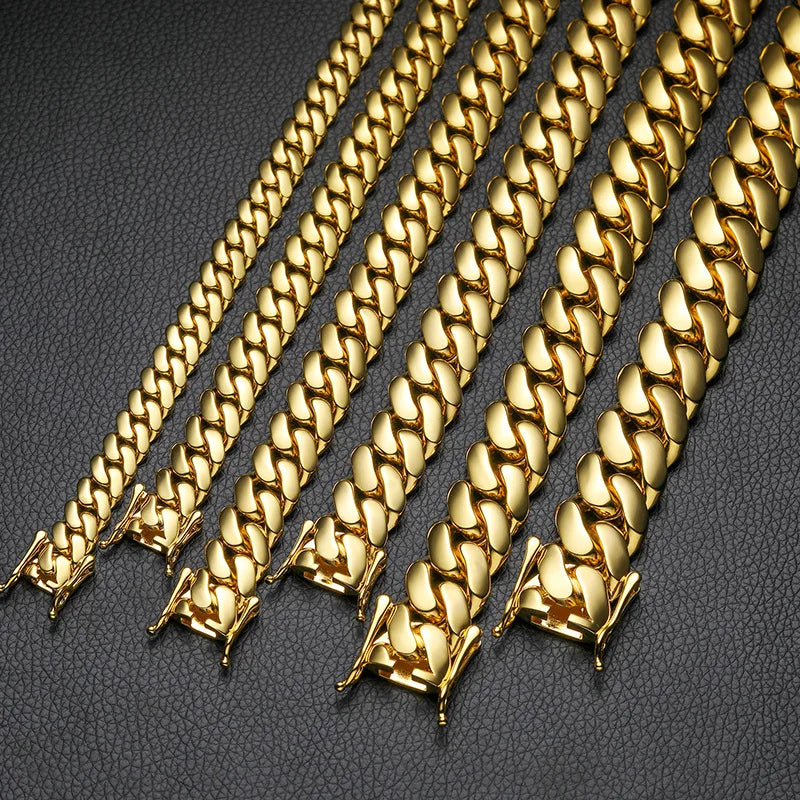 10-22mm 18k Gold Miami Cuban Link Chain