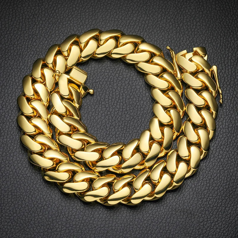 10-22mm 18k Gold Miami Cuban Link Chain