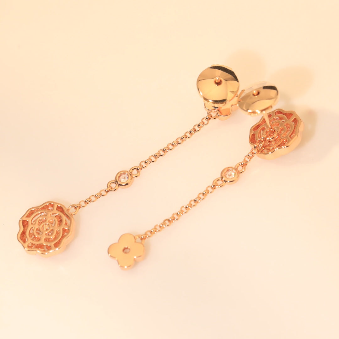 18K  Chanel Camellia Earrings
